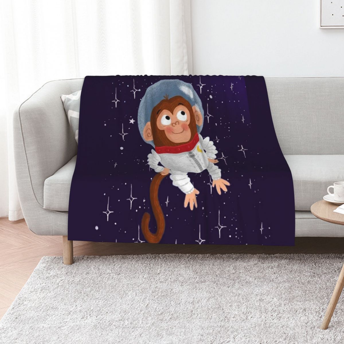 Space Blanket Heavy - Uzay Maymunu Desenli Lüks Moda Koltuk